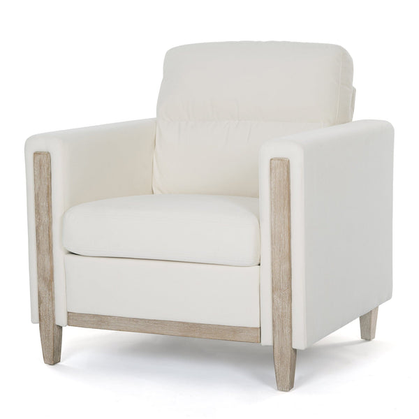 Coastal Style White Accent Chair with Gold Trim1Homemax Furniture