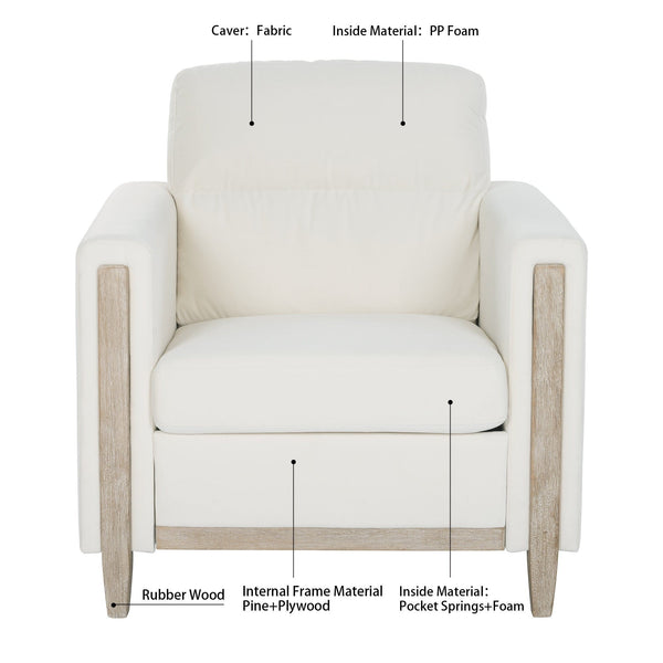 Coastal Style White Accent Chair with Gold Trim4Homemax Furniture