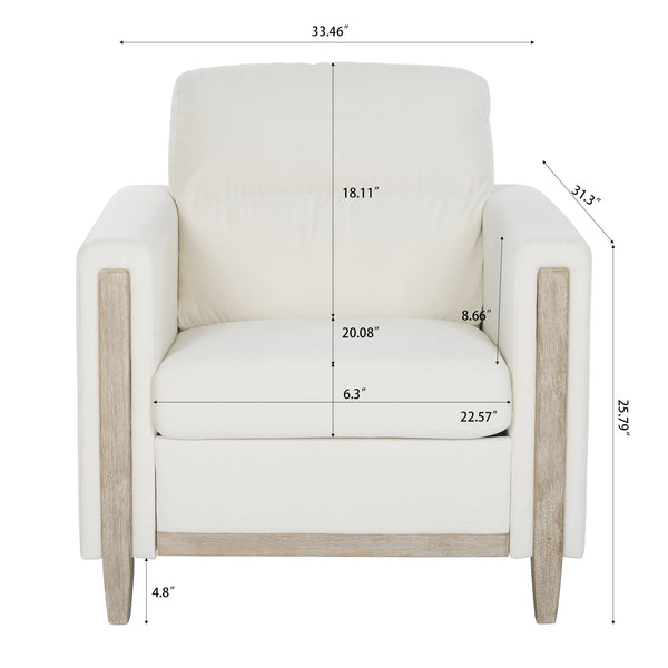Coastal Style White Accent Chair with Gold Trim5Homemax Furniture