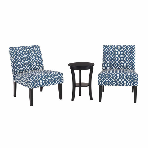 Modern 3pc Set Blue Chairs Accent Table1Mattress Xperts