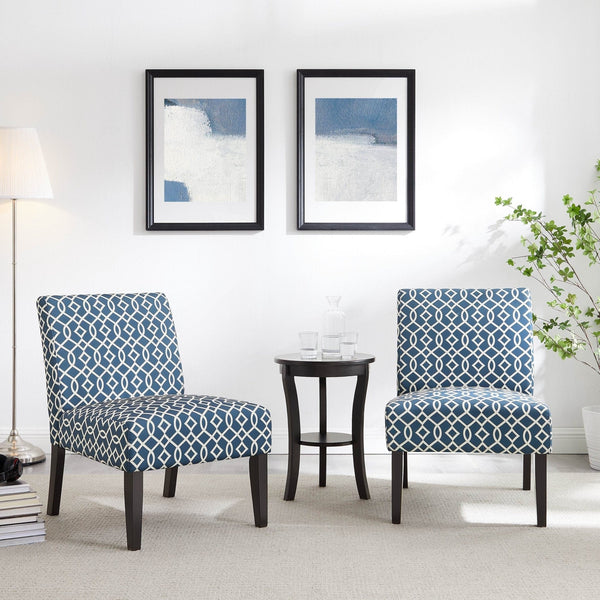 Modern 3pc Set Blue Chairs Accent Table2Mattress Xperts