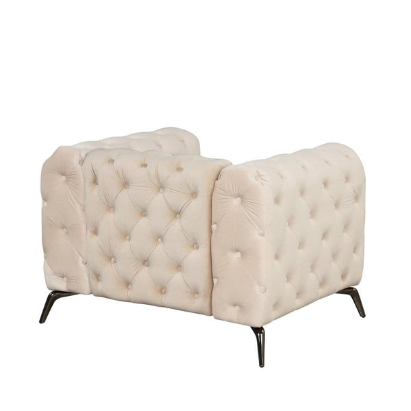 coolmore White Velvet Upholstered Accent Chair Mattress-Xperts-Florida