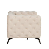 coolmore White Velvet Upholstered Accent Chair Mattress-Xperts-Florida