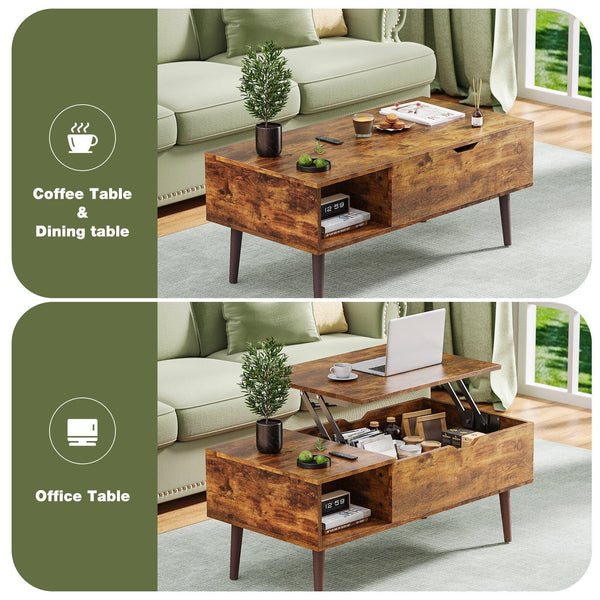 Lift Top Wooden Coffee Table with Storage -5Mattress Xperts