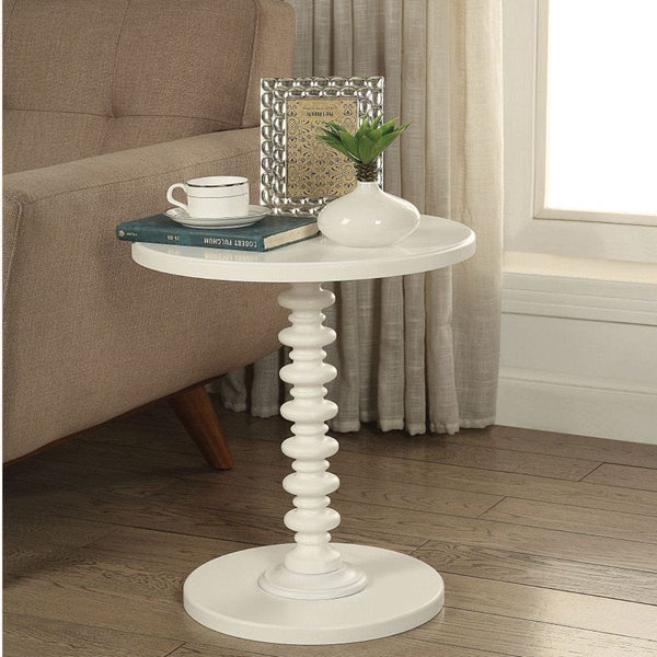 Acme White Round Side Table White Rounded Side Table | French Design  Mattress-Xperts-Florida