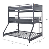 Acme Cargo Twin/Twin/Full Triple Bunk Bed, Gunmetal Mattress-Xperts-Florida