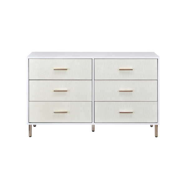 Bedroom Dresser White Champagne with Gold Finish
