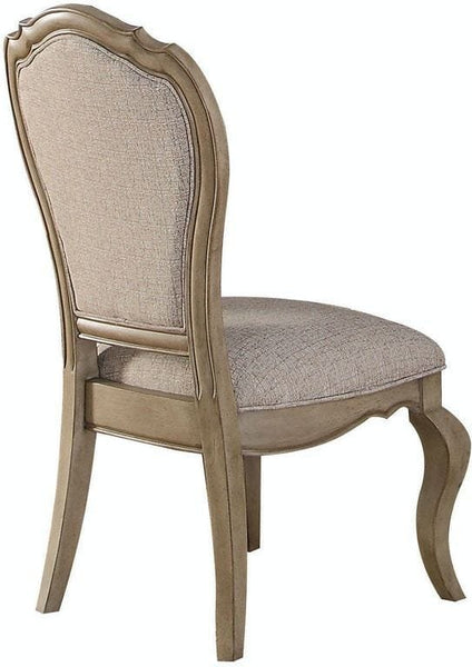 Acme Antique Taupe Dining Room Chairs with Beige Fabric Mattress-Xperts-Florida