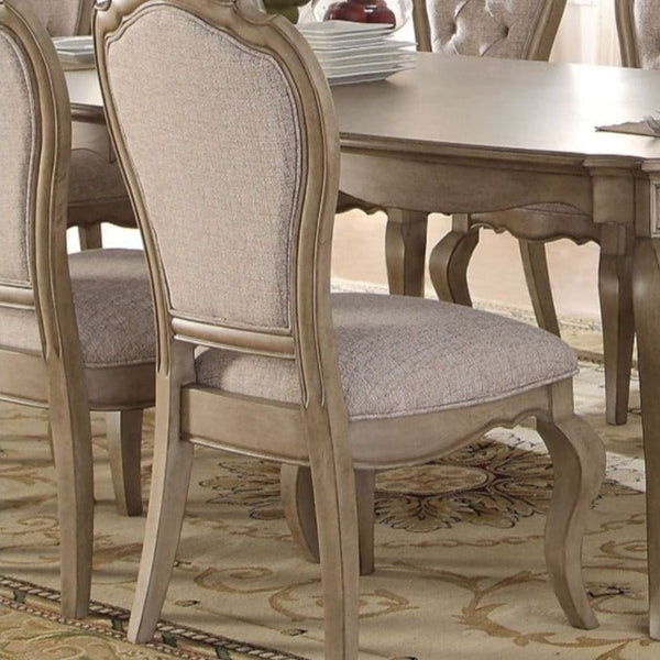 Acme Antique Taupe Dining Room Chairs with Beige Fabric Mattress-Xperts-Florida