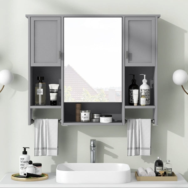 35'' x 28'' Grey Bathroom Wall Mounted Medicine Cabinet1Mattress Xperts