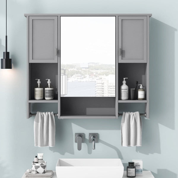 35'' x 28'' Grey Bathroom Wall Mounted Medicine Cabinet3Mattress Xperts