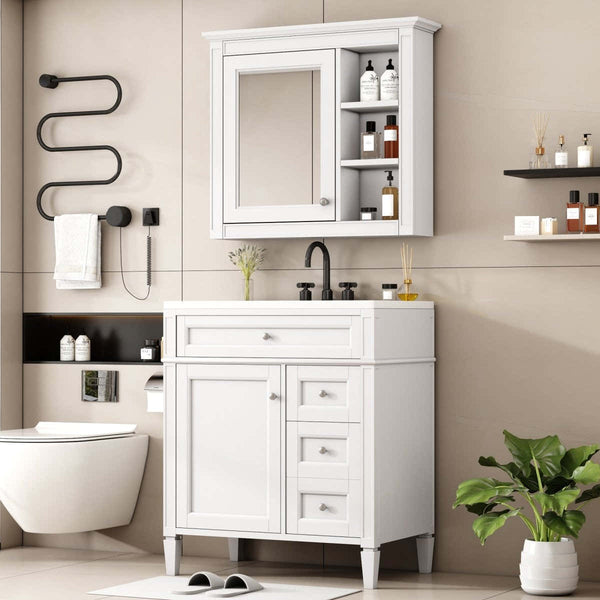 30'' Single Sink Bathroom Vanity with Medicine Cabinet2MRS