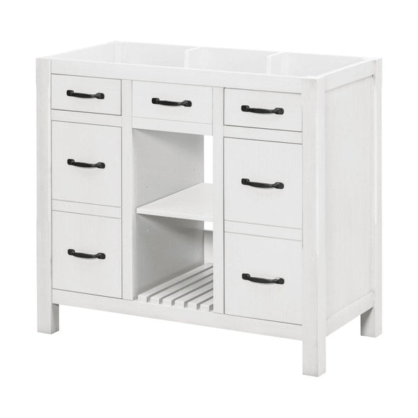 36''White Bathroom Vanity without Sink Soft Closing3MRS