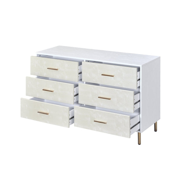 Acme Bedroom Dresser White Champagne with Gold Finish Mattress-Xperts-Florida