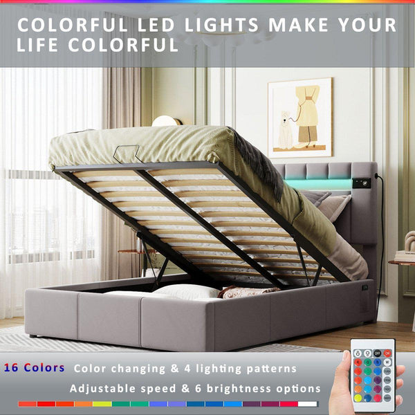 Modern Futuristic LED Design Queen Bed3DTYStore