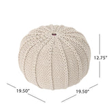 Bazara Beige Knitted Cotton Round Pouf Beige Indoor Knitted Cotton Round Pouf Mattress-Xperts-Florida