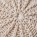 Bazara Beige Knitted Cotton Round Pouf Beige Indoor Knitted Cotton Round Pouf Mattress-Xperts-Florida