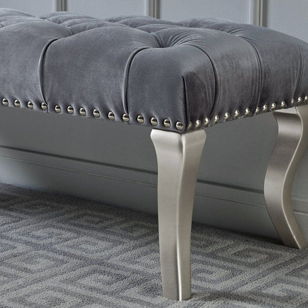 Grey Nailhead Trim Upholstered Bench2Decor Maxem
