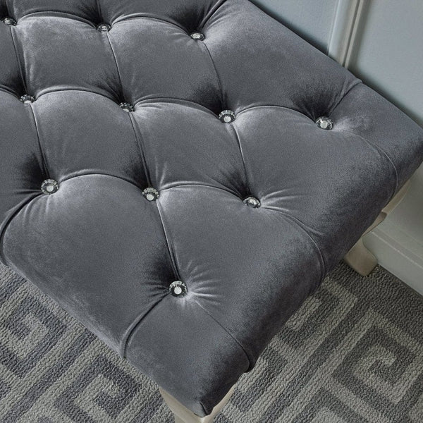Grey Nailhead Trim Upholstered Bench3Decor Maxem