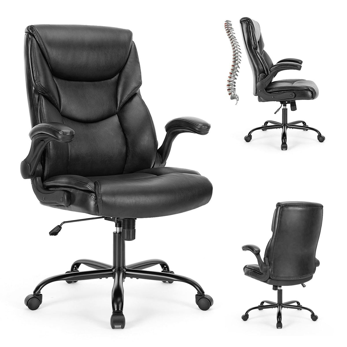 Homemax Furniture Black Executive Office chair | High Back Black Executive Office Chair | Comfortable & Padded Mattress-Xperts-Florida