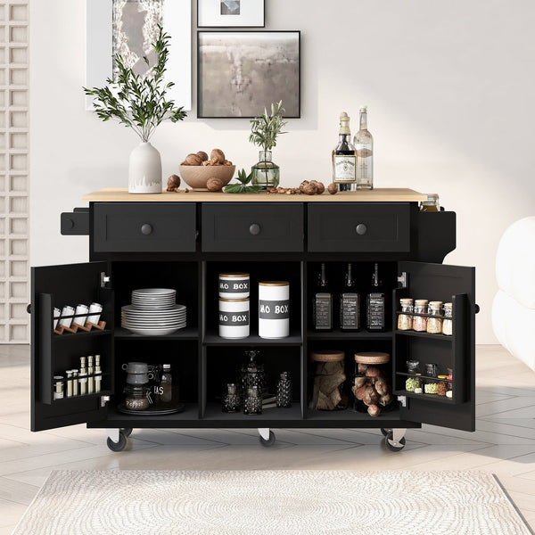 Topmaxx Black Kitchen Island with Storage Mattress-Xperts-Florida