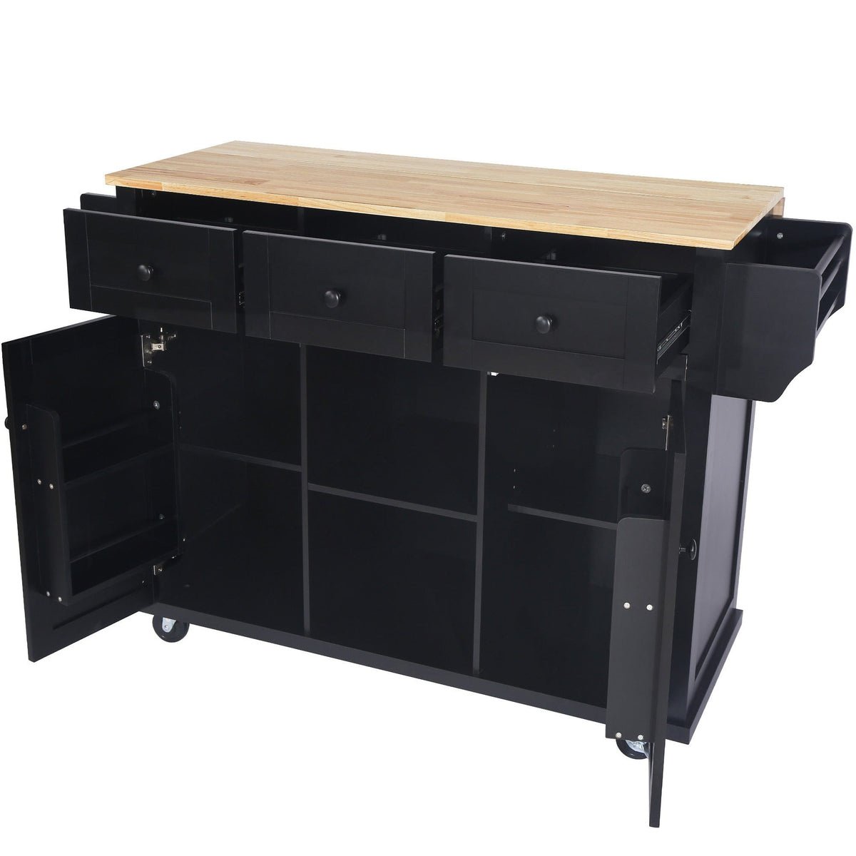 Topmaxx Black Kitchen Island with Storage Mattress-Xperts-Florida