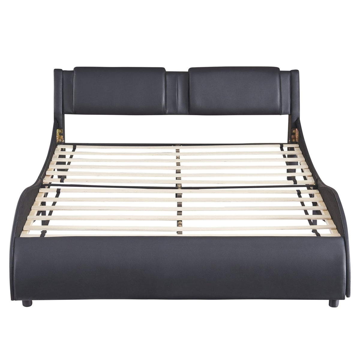 Mattress Xperts  Queen Size Upholstered Faux Leather Platform Bed with LED Light Bed Frame with Slatted - Black Mattress-Xperts-Florida