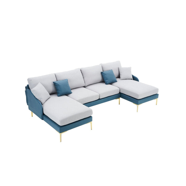 Ustyle Blue and Grey Sectional Sofa Blue and Grey Modern Sectional Sofa  Mattress-Xperts-Florida