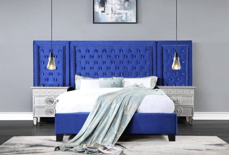 Acme Blue Upholstered Modern Wall Bed Blue upholstered modern queen size bed  Mattress-Xperts-Florida