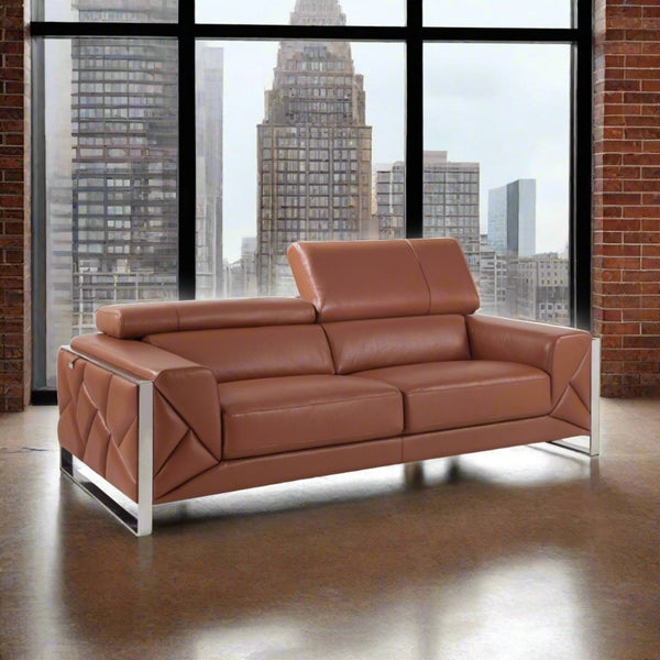 camel brown leather sofa 