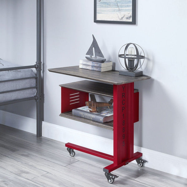 Cargo Accent Table w/Wall Shelf in Red