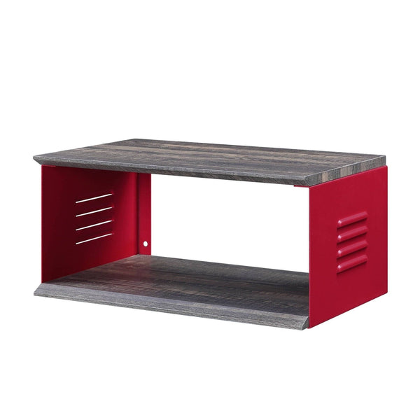 Cargo Accent Table w/Wall Shelf in Red