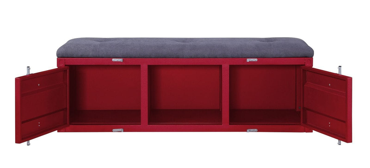 Acme Cargo Bench Storage Gray Fabric & Red Mattress-Xperts-Florida