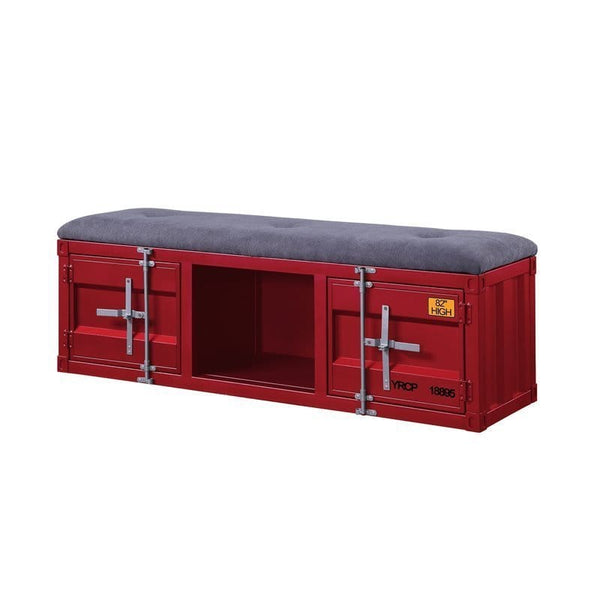 Cargo Bench Storage Gray Fabric & Red