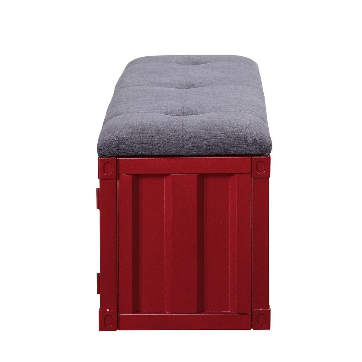 Acme Cargo Bench Storage Gray Fabric & Red Mattress-Xperts-Florida