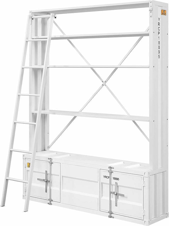 Acme Cargo Bookshelf & Ladder, White Mattress-Xperts-Florida