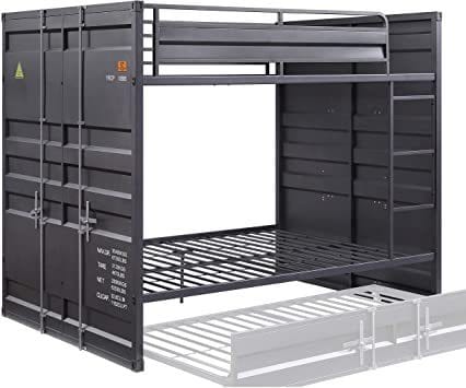 Acme Cargo Bunk Bed Full over Full Gunmetal Young Boy Cargo Bunk Bed Full over Full Gunmetal Mattress-Xperts-Florida