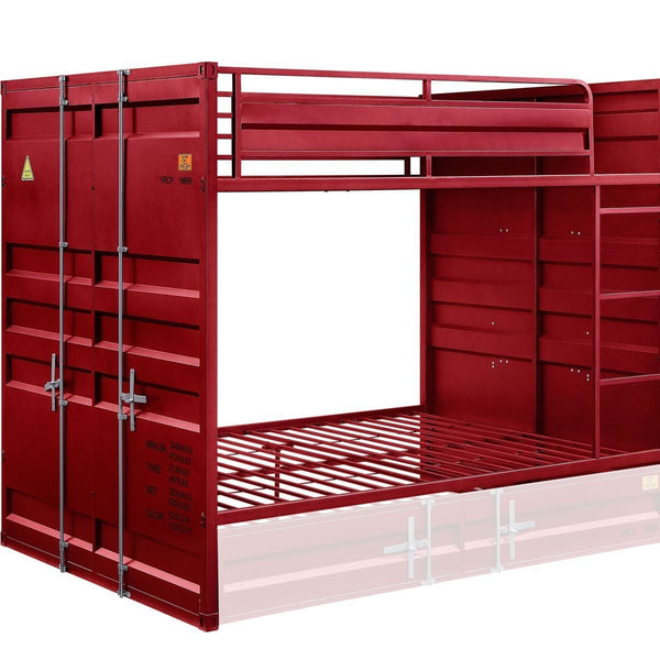 Acme Cargo Bunk Bed (Full/Full), Red Young Boy Cargo Bunk Bed Full over Full Red Mattress-Xperts-Florida