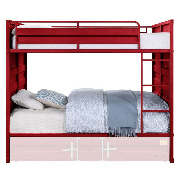 Acme Cargo Bunk Bed (Full/Full), Red Young Boy Cargo Bunk Bed Full over Full Red Mattress-Xperts-Florida