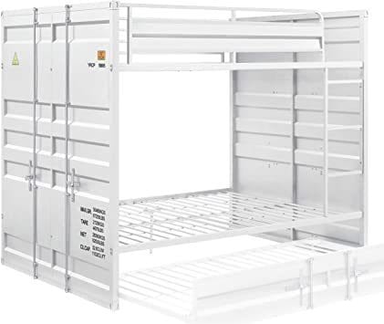 Acme Cargo Bunk Bed (Full/Full), White Young Boy Cargo Bunk Bed Full over Full White Mattress-Xperts-Florida