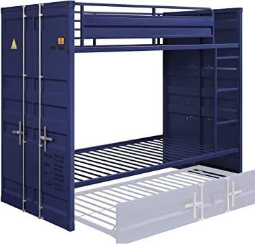 Acme Cargo Bunk Bed (Twin/Twin), Blue Mattress-Xperts-Florida