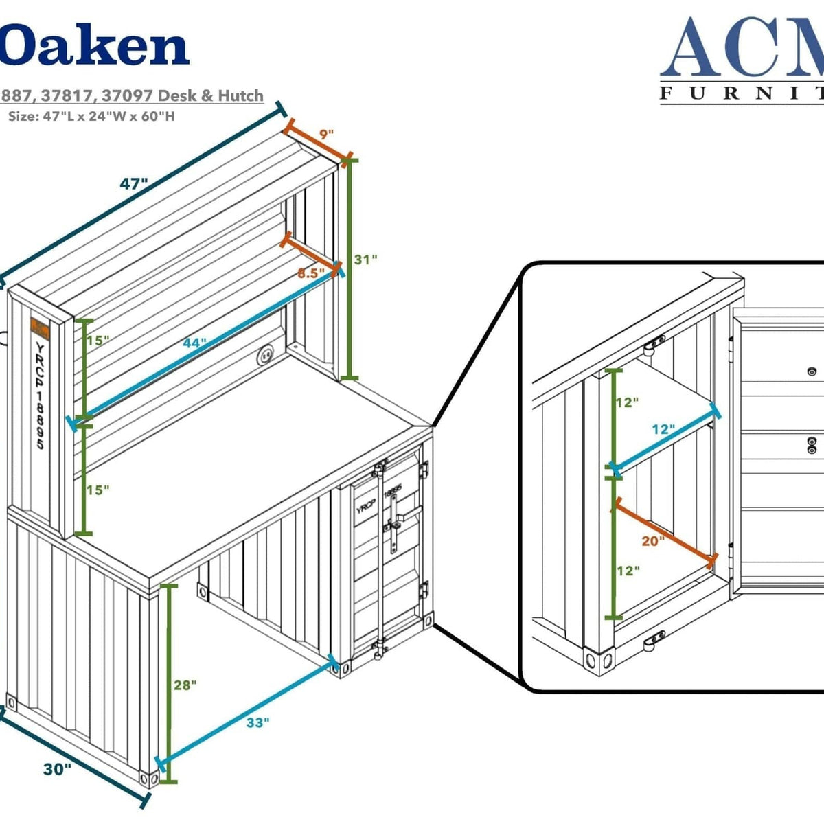 Acme Cargo Desk & Hutch, White Mattress-Xperts-Florida