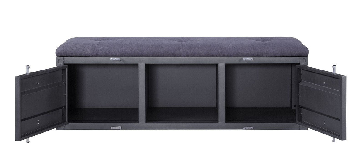 Acme Cargo Storage Bench Gray Fabric & Gunmetal Mattress-Xperts-Florida