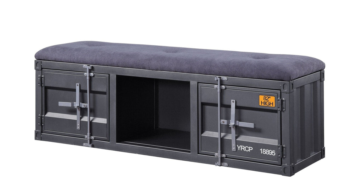 Acme Cargo Storage Bench Gray Fabric & Gunmetal Mattress-Xperts-Florida