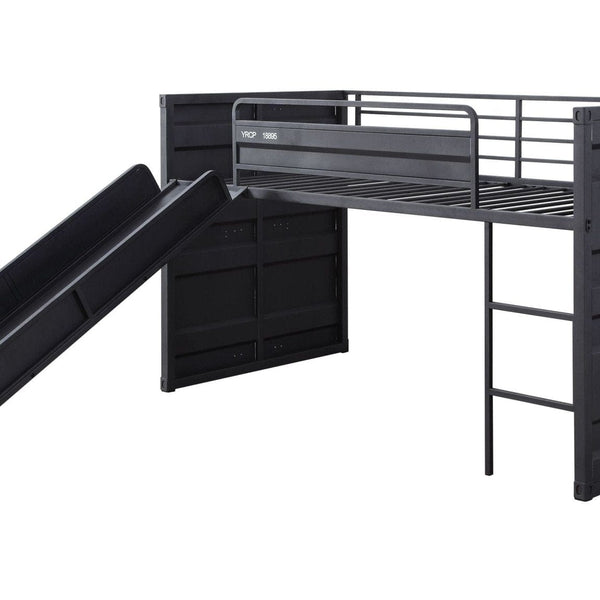 Cargo Twin Loft Bed w/Slide, Gunmetal