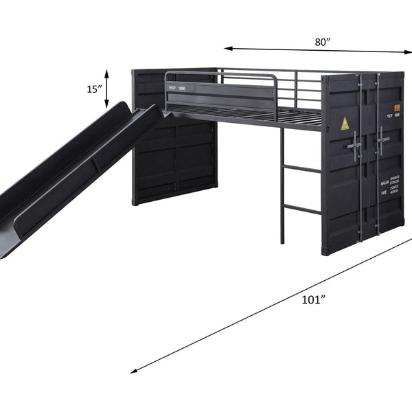 Acme Cargo Twin Loft Bed w/Slide, Gunmetal Mattress-Xperts-Florida