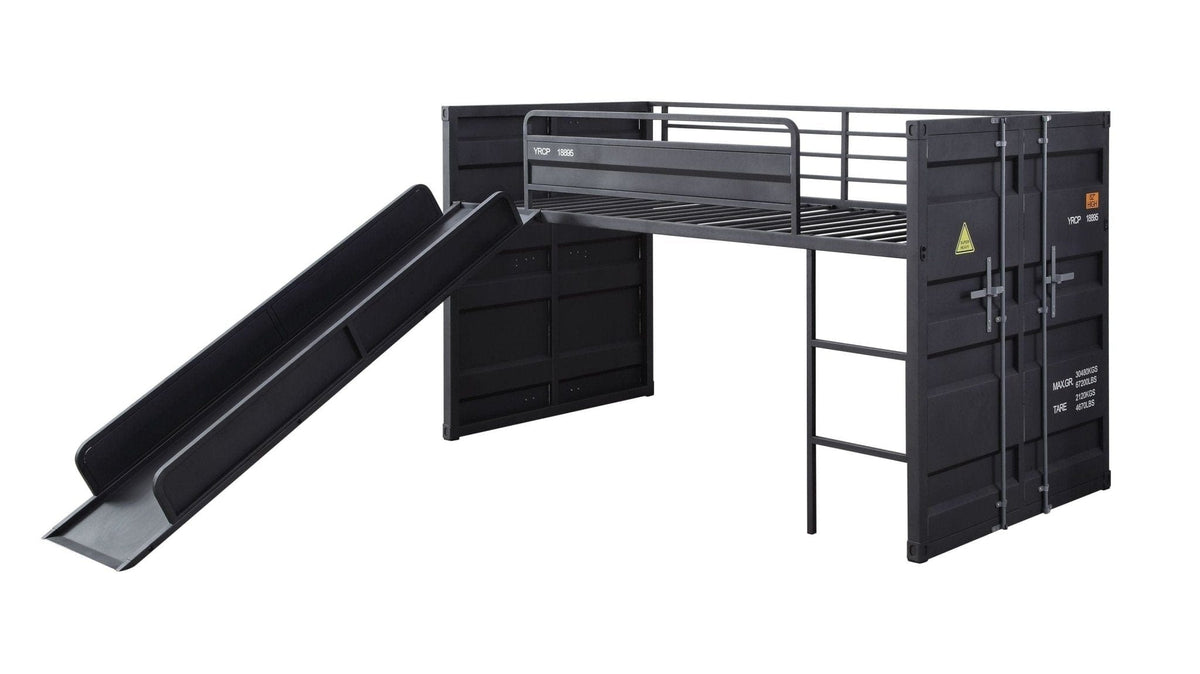 Acme Cargo Twin Loft Bed w/Slide, Gunmetal Mattress-Xperts-Florida