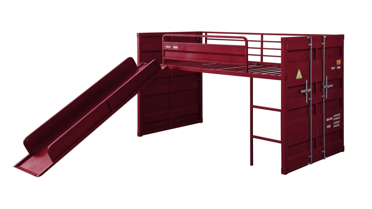 Acme Cargo Twin Loft Bed w/Slide, Red Mattress-Xperts-Florida