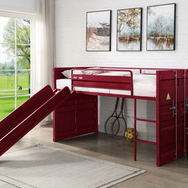Acme Cargo Twin Loft Bed w/Slide, Red Mattress-Xperts-Florida