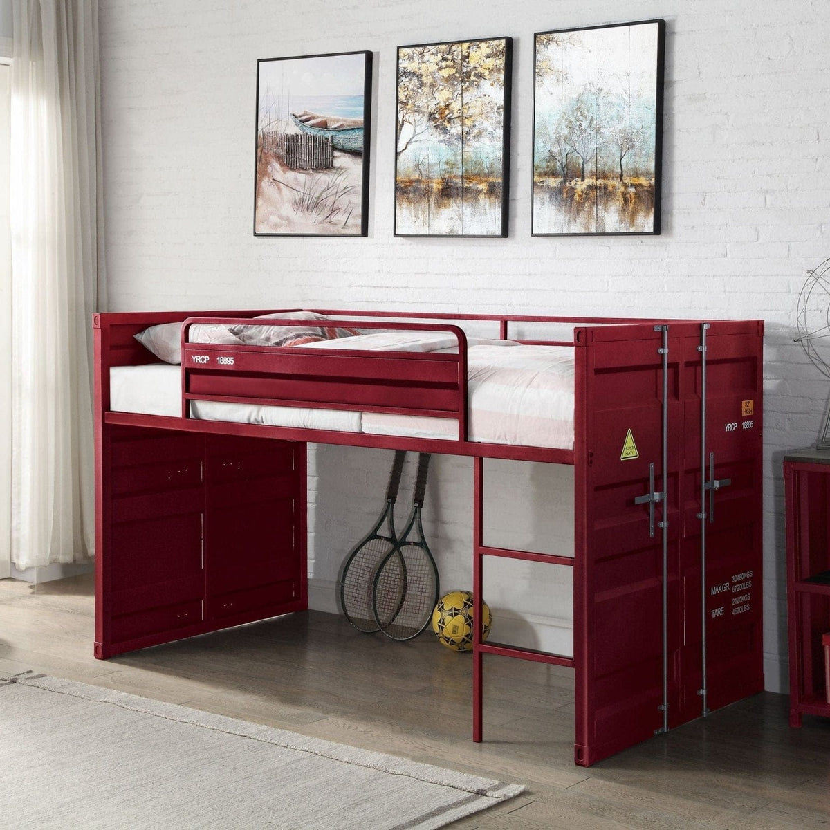 Acme Cargo Twin Loft Bed w/Slide, Red Mattress-Xperts-Florida